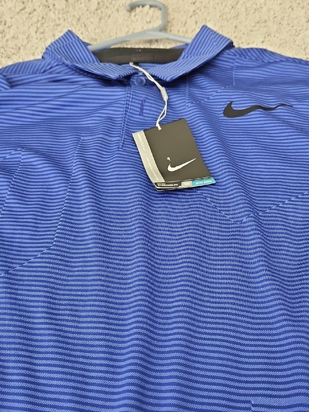 Nike Men's Royal Blue Striped Performance Polo